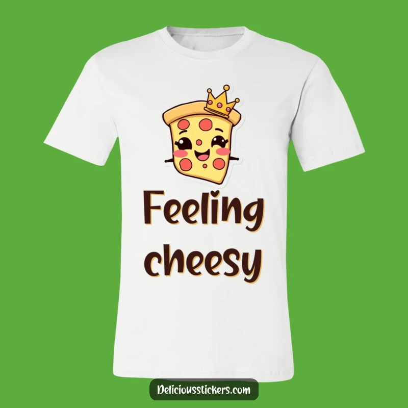 Funny Pizza Crown T-Shirt: Grinning Slice Tee - Cheesy & Comfy!