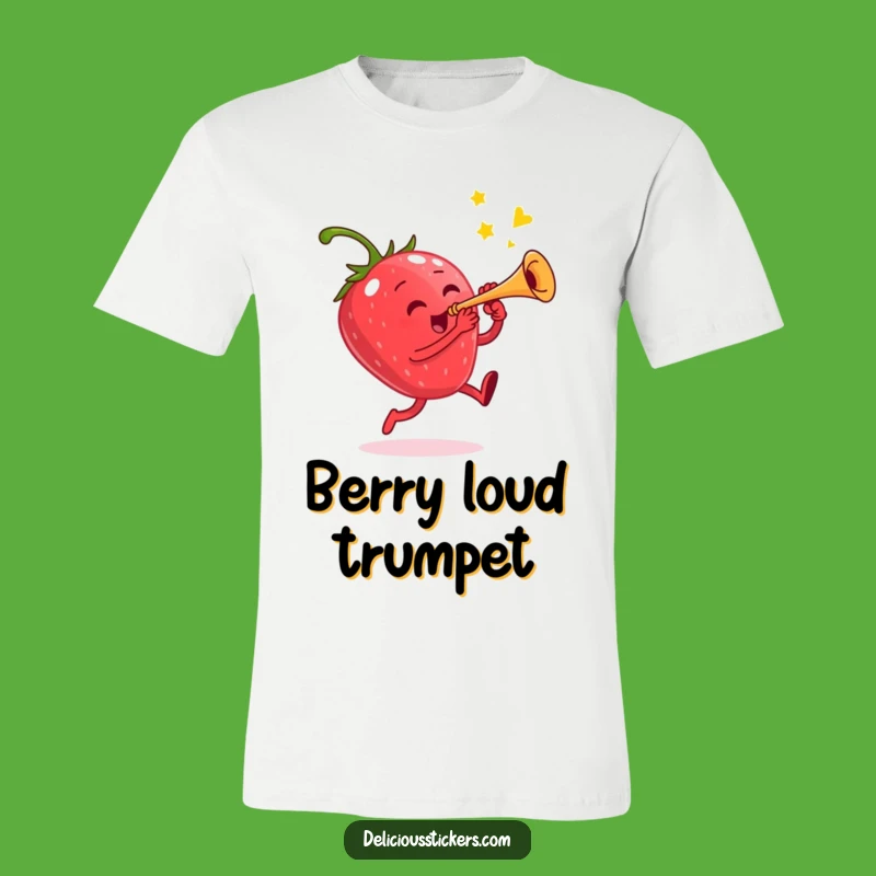 Funny Strawberry Trumpet T-Shirt: Wearable Music & Fruit Fun Tee