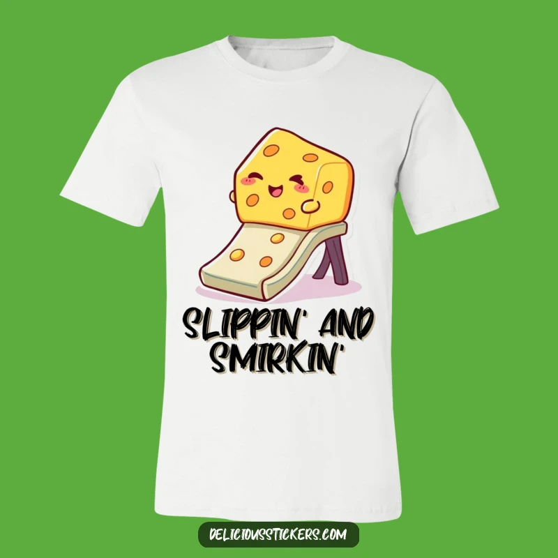 Funny Winking Cheese T-Shirt: Sliding Downhill, Great Gift