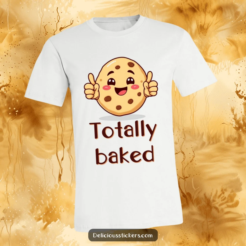 Funny Cookie T-Shirt featuring a happy cookie character giving enthusiastic double thumbs up, full of glee.