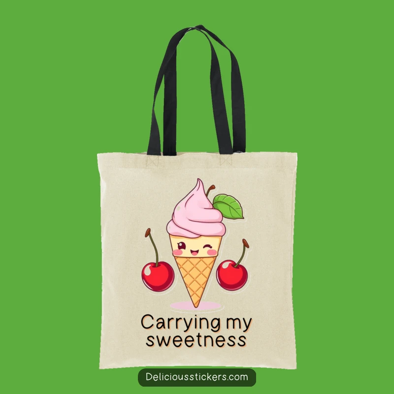 Funny Ice Cream Cone Tote Bag - Sweet Cherry Balance Carry-All Tote