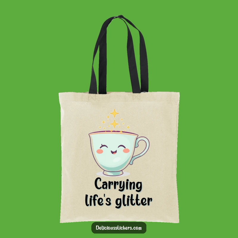 Funny Teacup Tote Bag - Winking Sparkle Design, Essential Funny Gift!